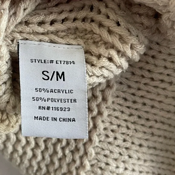 NWT Easel Los Angeles Chunky Knit Sweater S/M Relaxed Fit Beige Top Crew neck - Picture 5 of 12